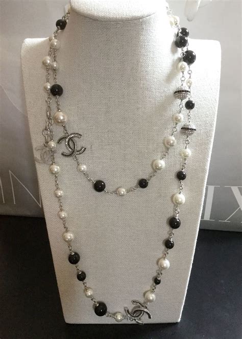 black crystal chanel necklace|Chanel necklace pearl price.